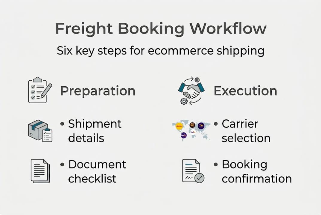Infographic showing freight booking workflow steps