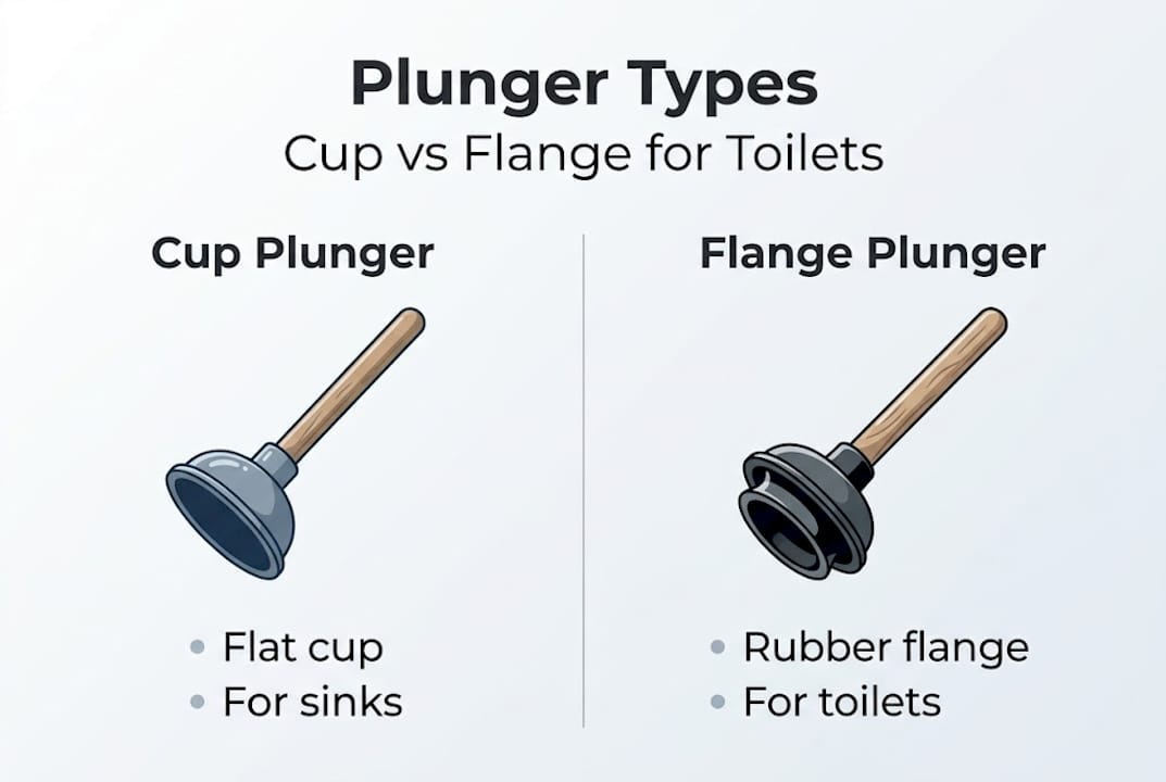 Infographic comparing cup vs flange plungers
