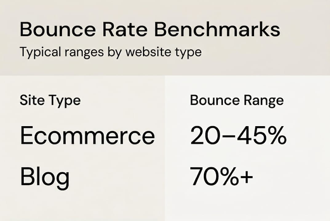 Infographic comparing bounce rates by site type