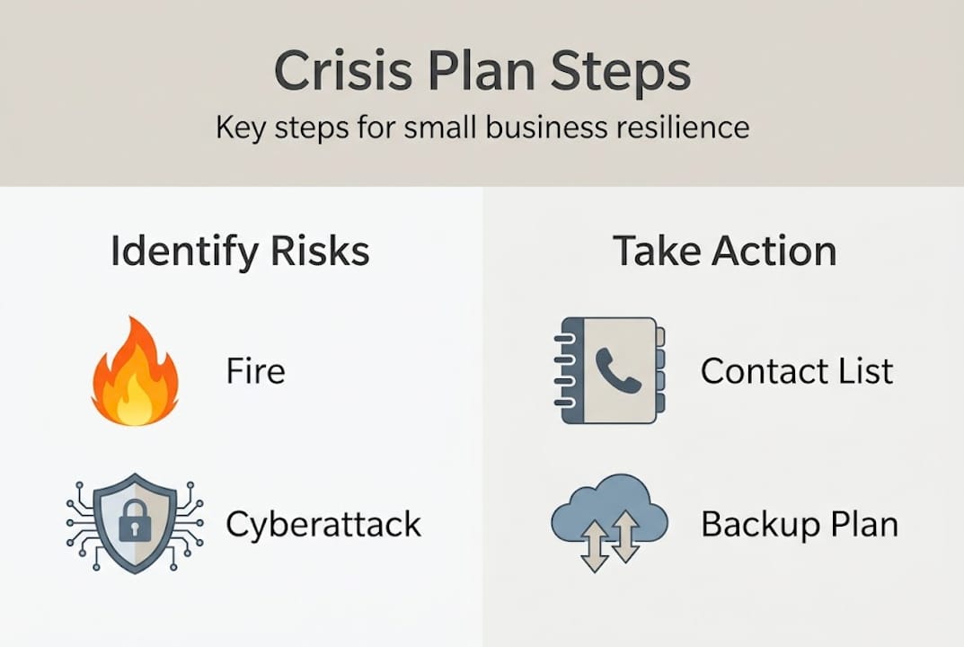 Infographic outlining crisis plan steps