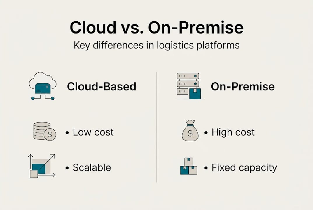 Infographic comparing cloud and on-premise logistics