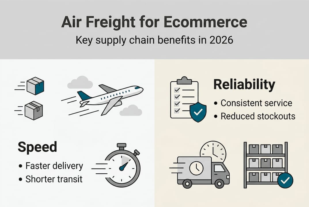 Infographic showing air freight supply chain benefits