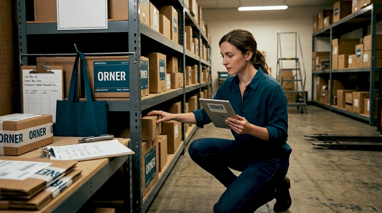 Startup founder managing warehouse self-fulfillment