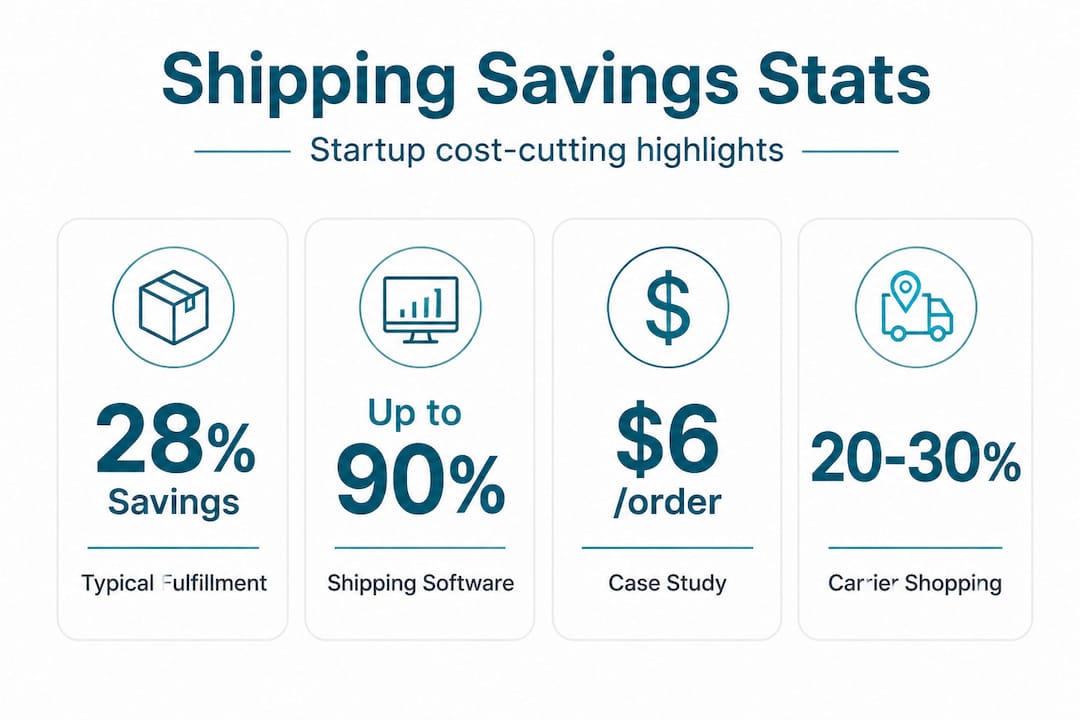 Infographic showing startup shipping savings statistics