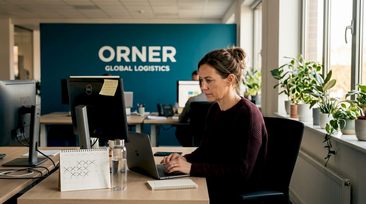 Specialist reviewing shipment software dashboard