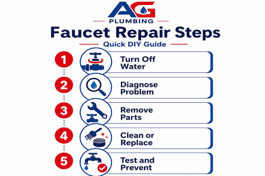 Infographic outlining faucet repair steps process