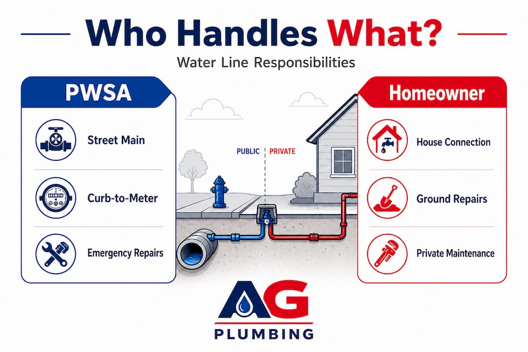 Infographic comparing PWSA and homeowner water line roles