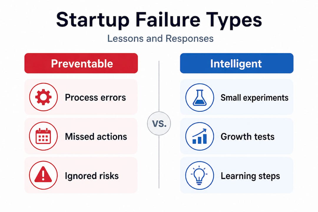 Infographic comparing preventable vs. intelligent failures