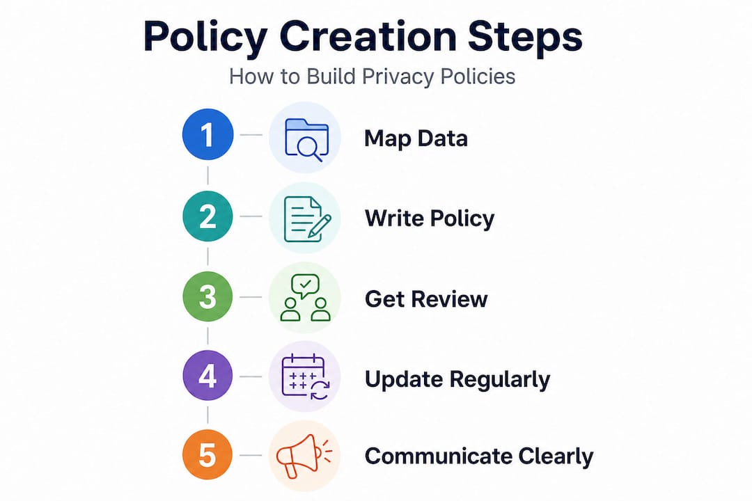 Infographic on privacy policy creation steps