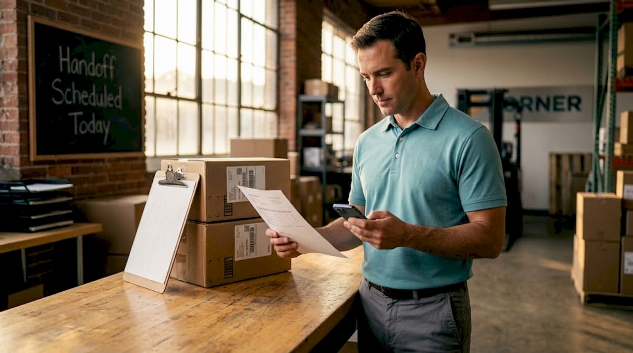 Shipping manager verifying booking for transfer