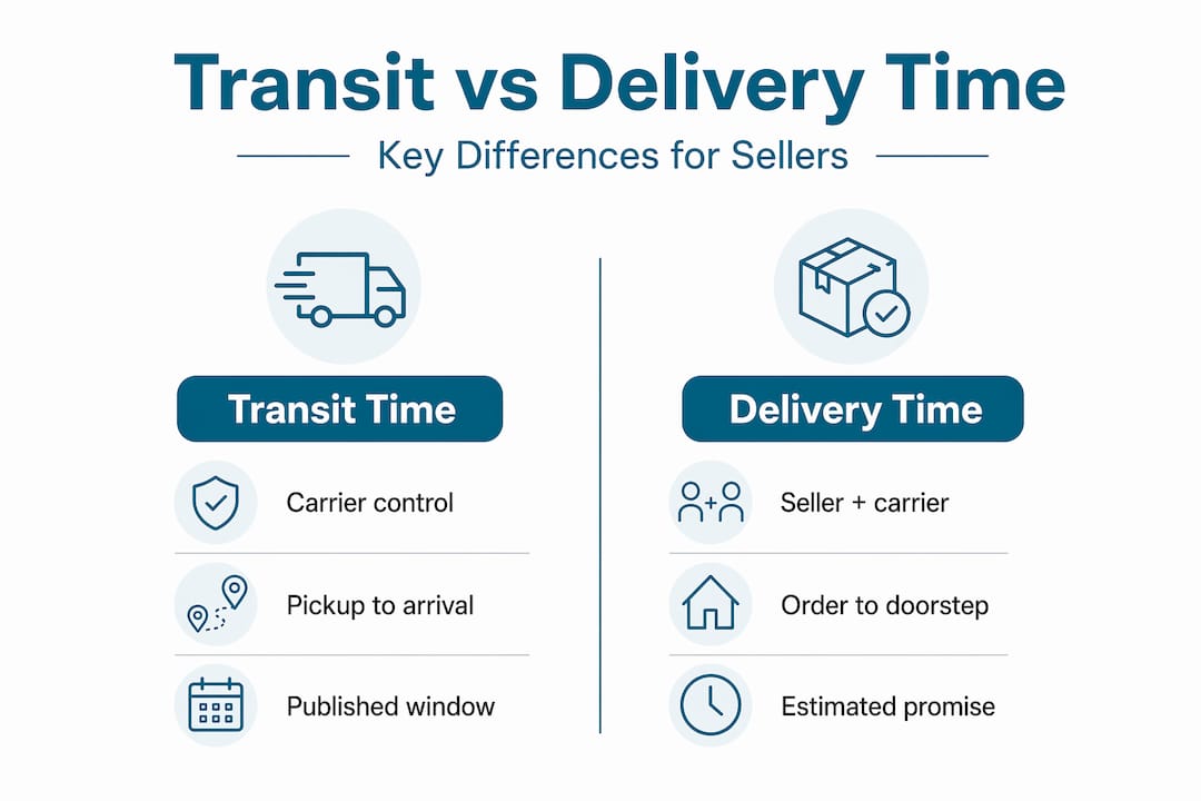Infographic comparing transit and delivery times