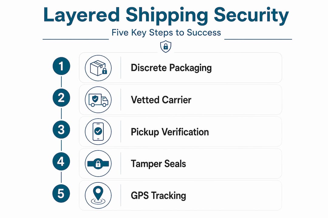 Infographic showing five steps to secure shipping