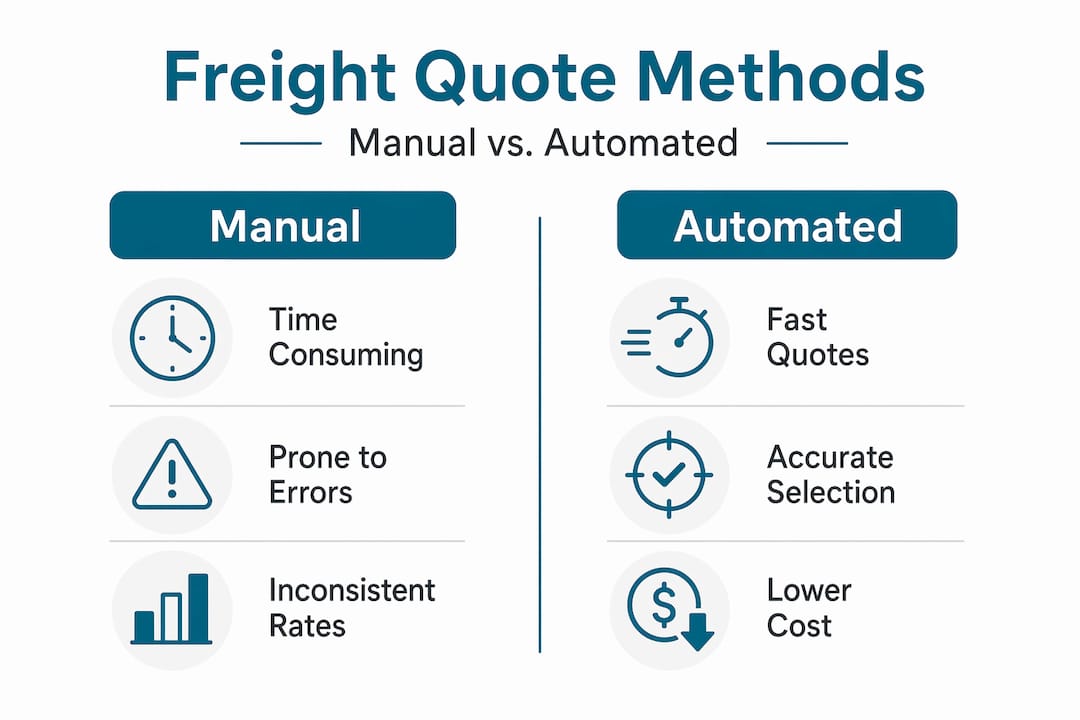 Infographic comparing manual and automated freight quoting
