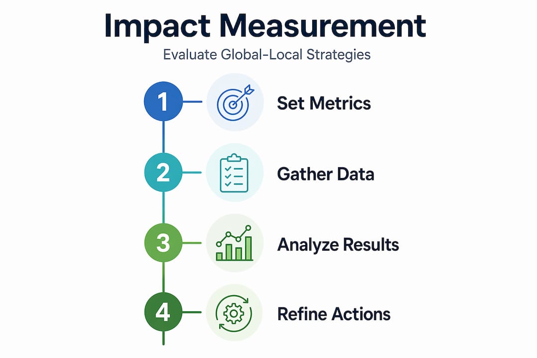 Infographic showing steps to measure global-local strategy