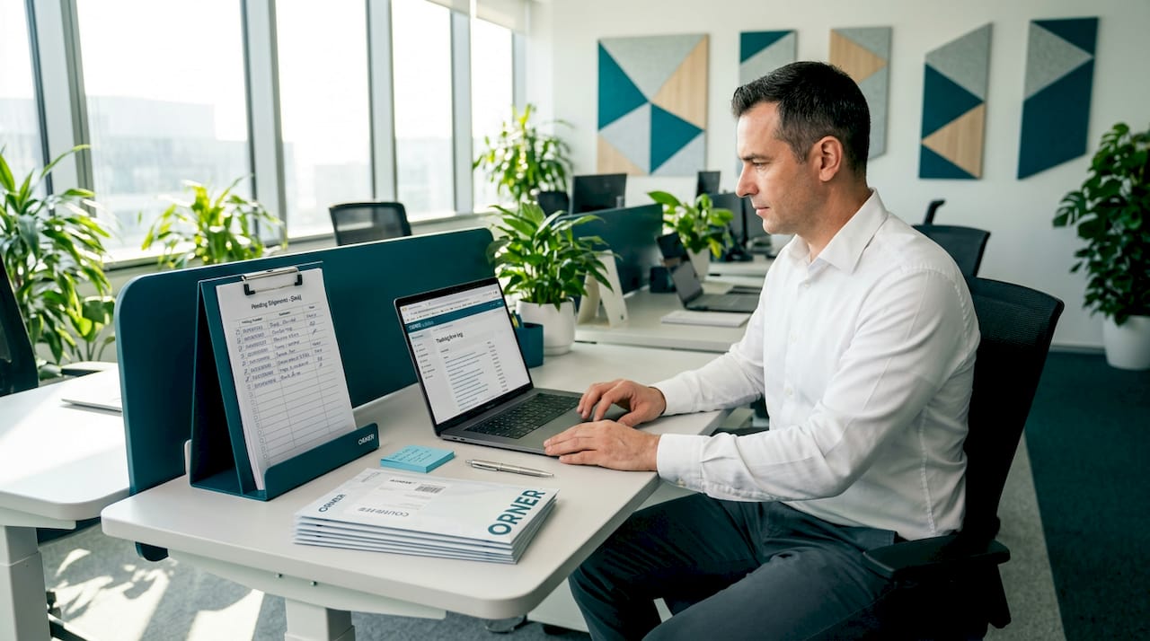 IT specialist handling shipment tracking issue