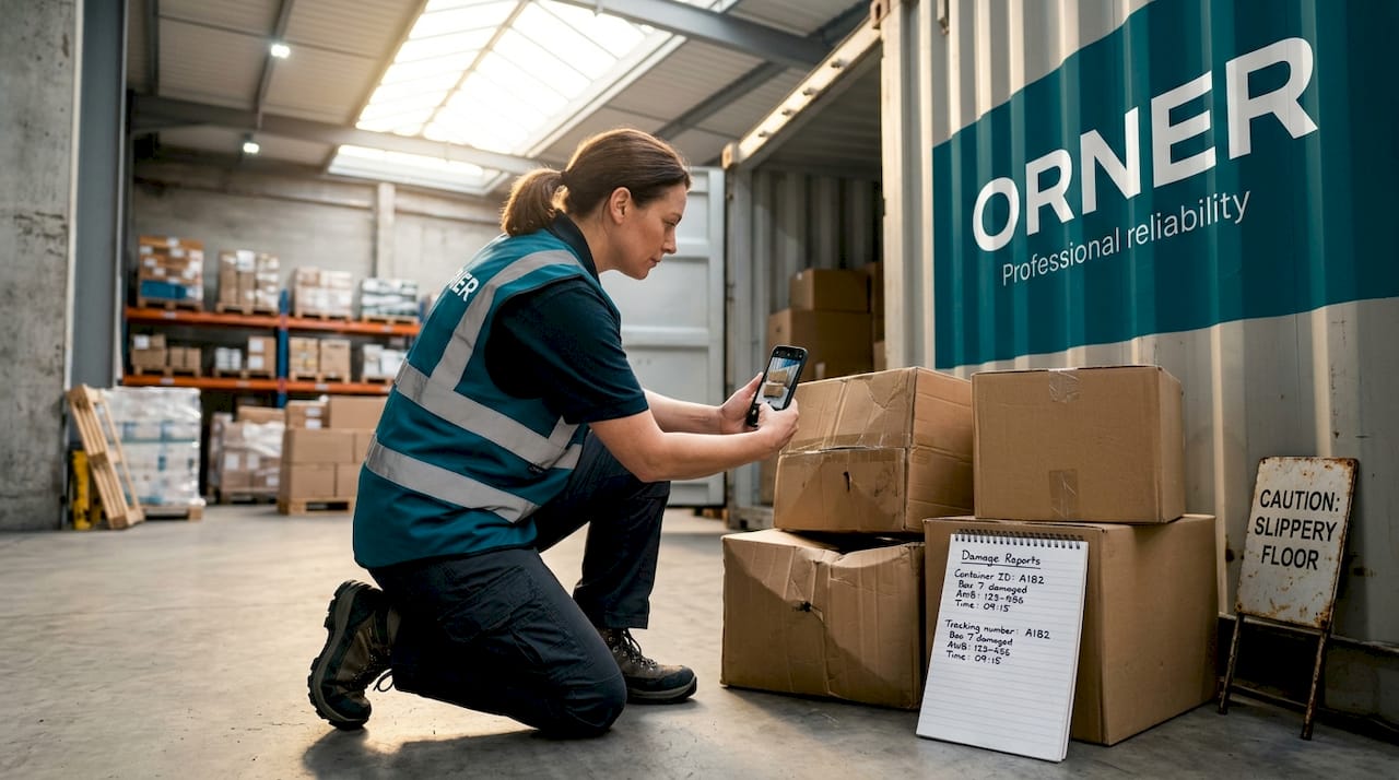 Inspector documents damaged bulk cargo