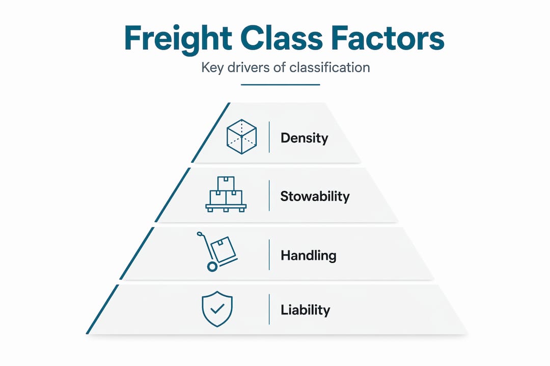 Infographic pyramid of freight class factors