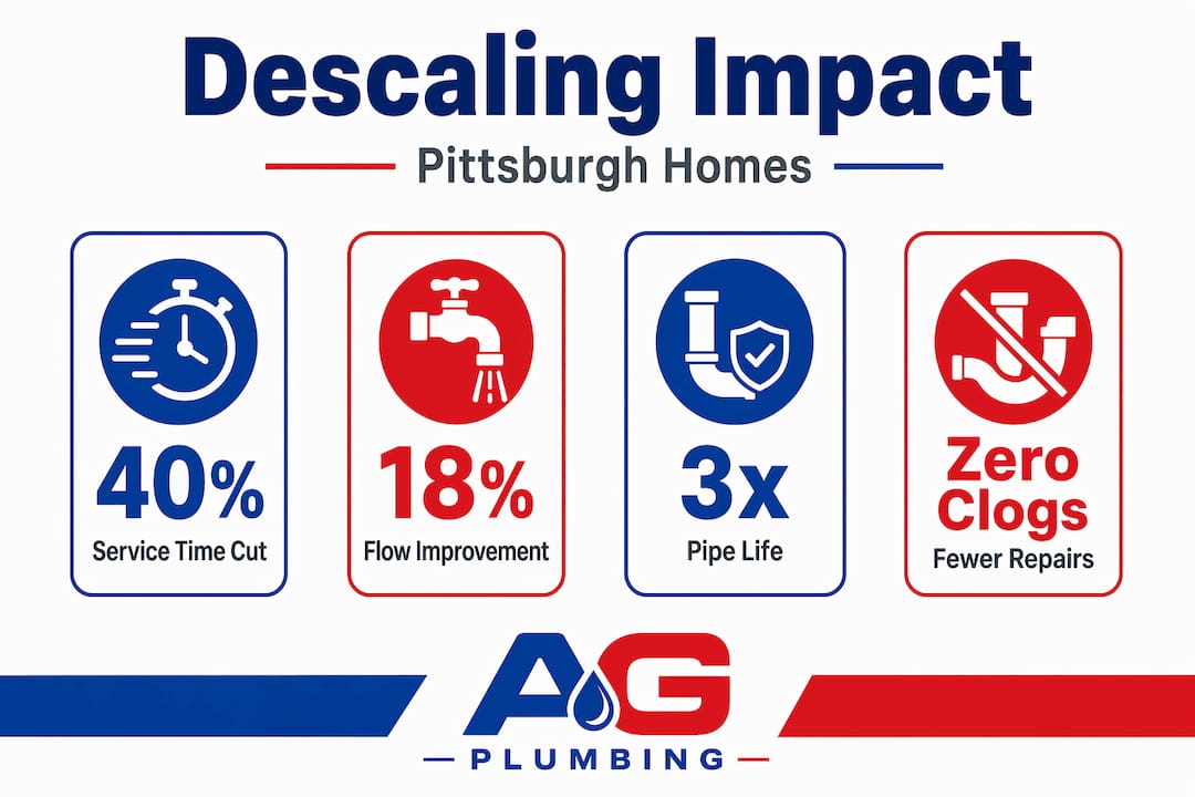 Infographic showing descaling impact stats for Pittsburgh