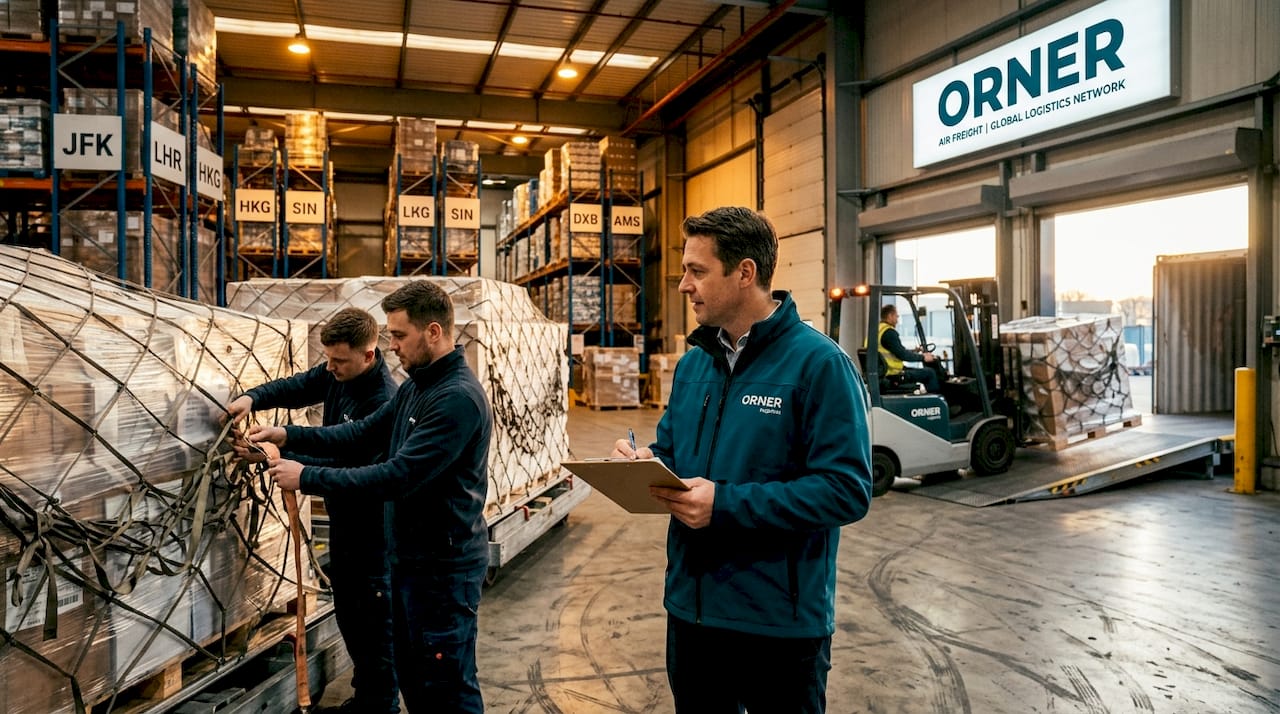 Supervisor oversees air cargo warehouse loading