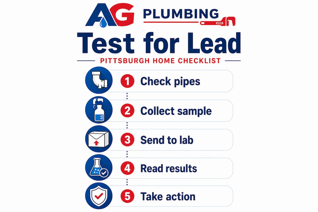Infographic showing steps for lead pipe testing