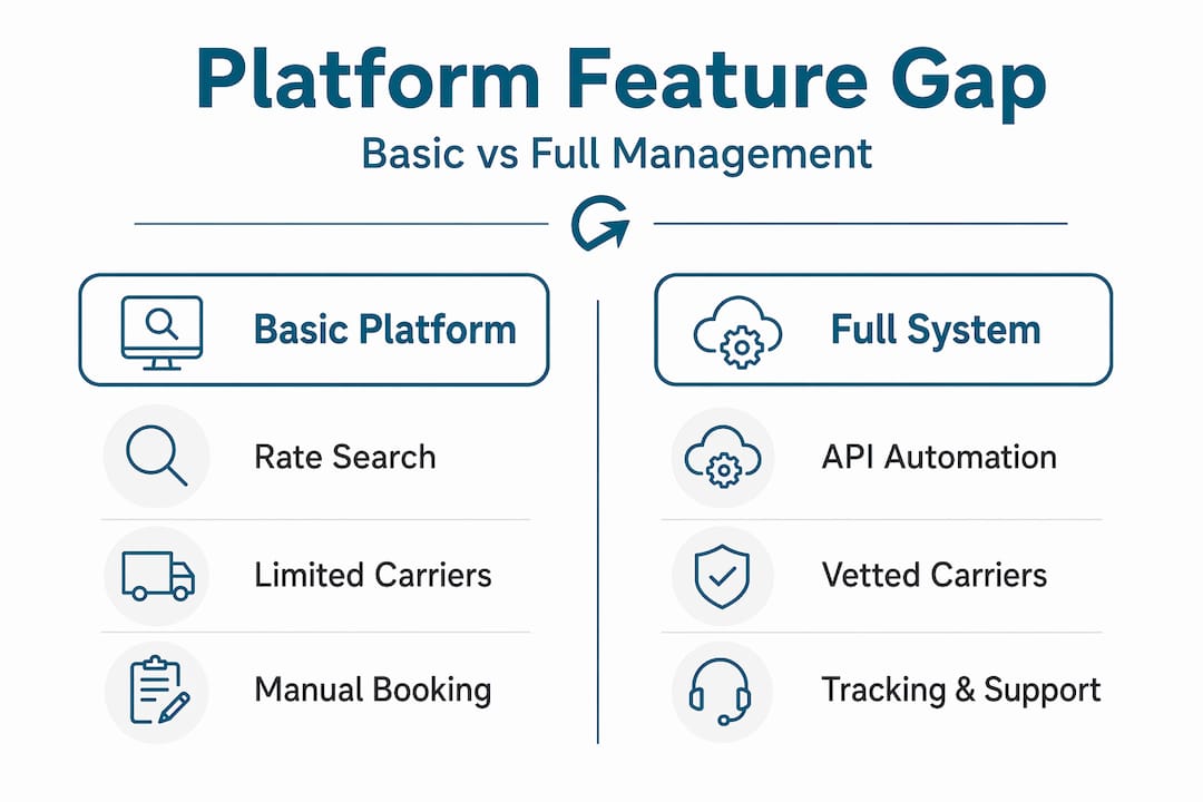 Infographic comparing basic vs full freight platform features