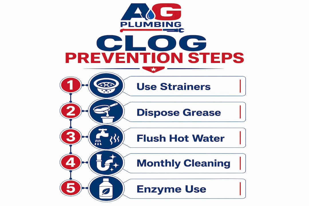 Infographic outlining steps to prevent clogged sinks