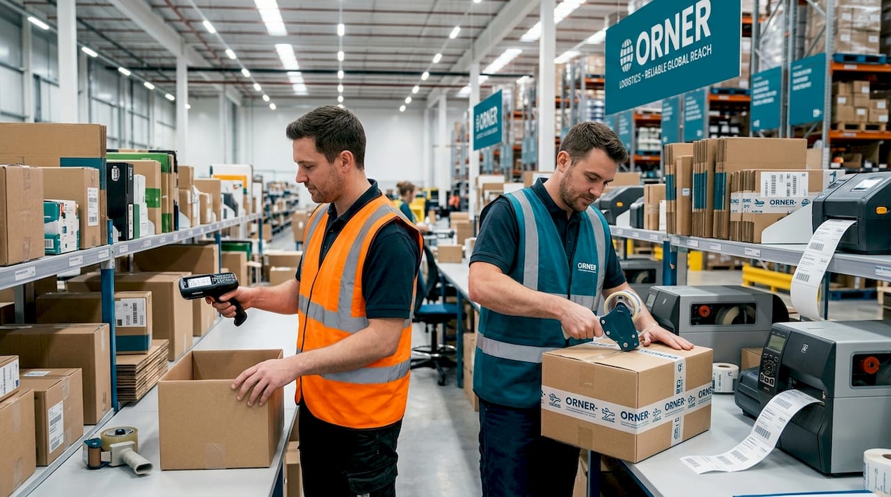 Warehouse workers packing e-commerce orders