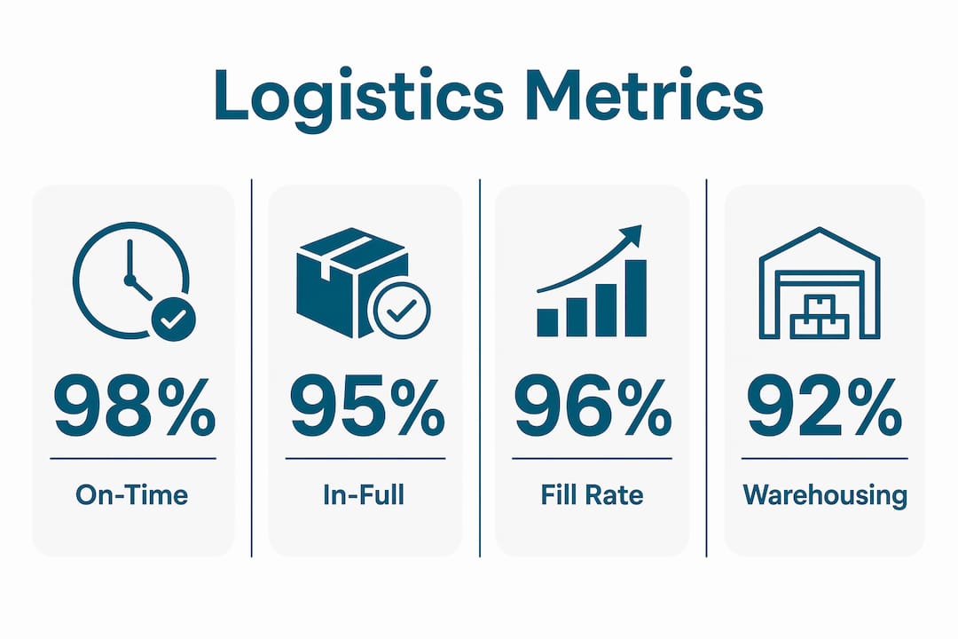 Infographic showing key logistics service level metrics