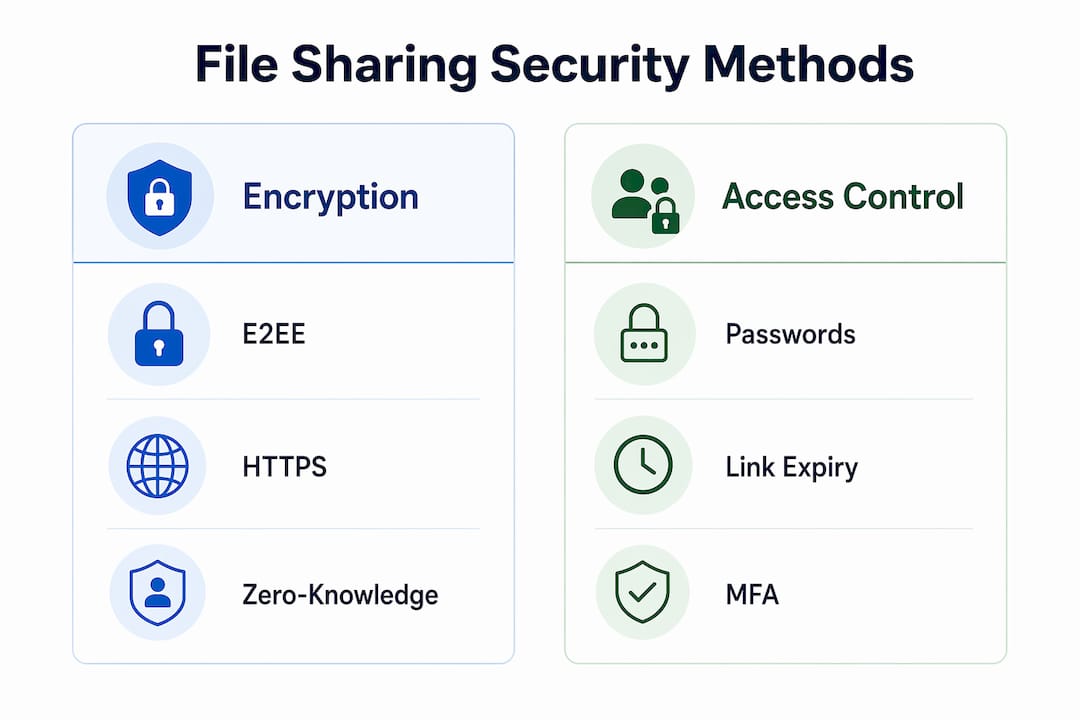 Infographic comparing encryption and access control methods