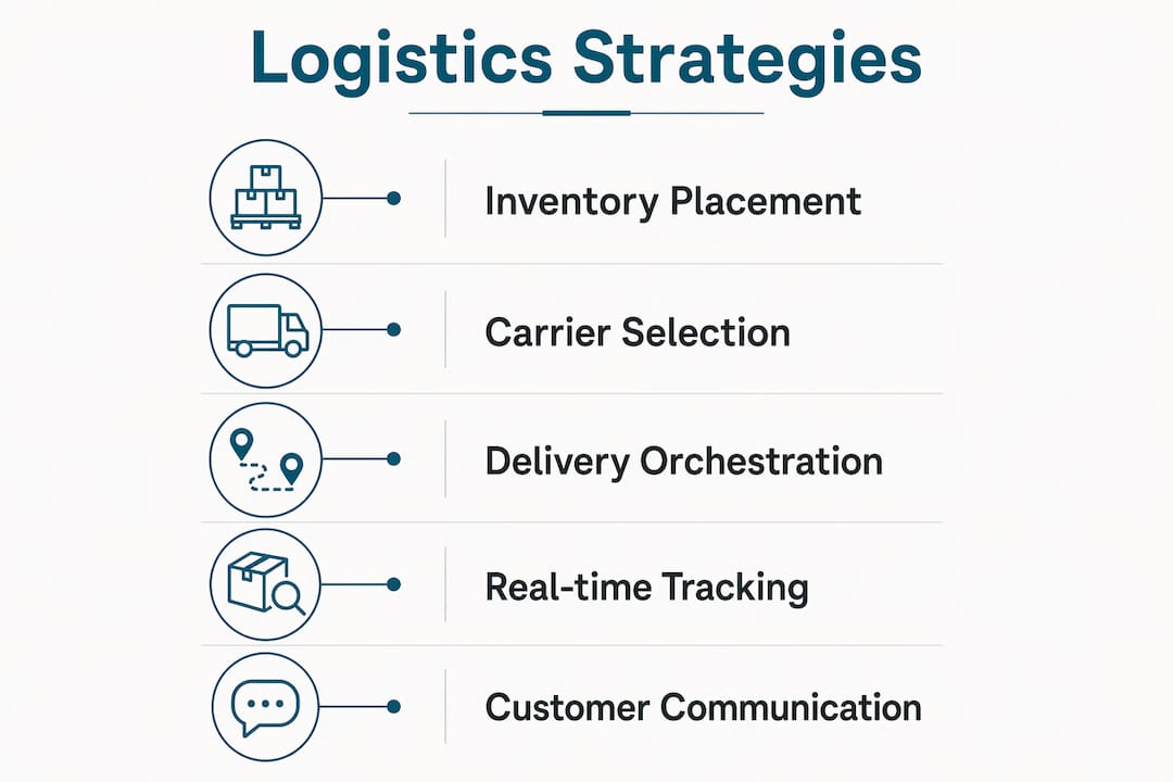 Infographic outlining ecommerce logistics strategies