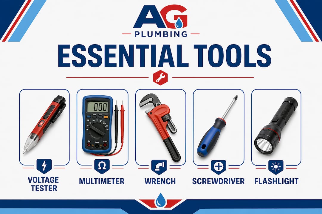 Infographic of essential tools for troubleshooting water heaters
