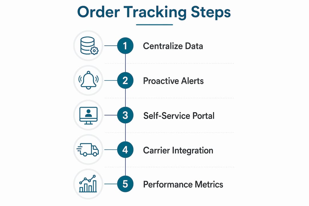 Infographic illustrating order tracking essential components