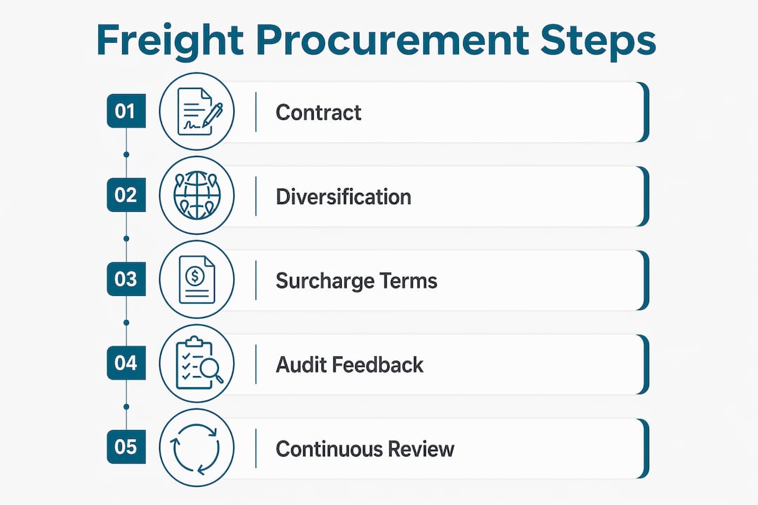 Infographic illustrating freight procurement workflow steps
