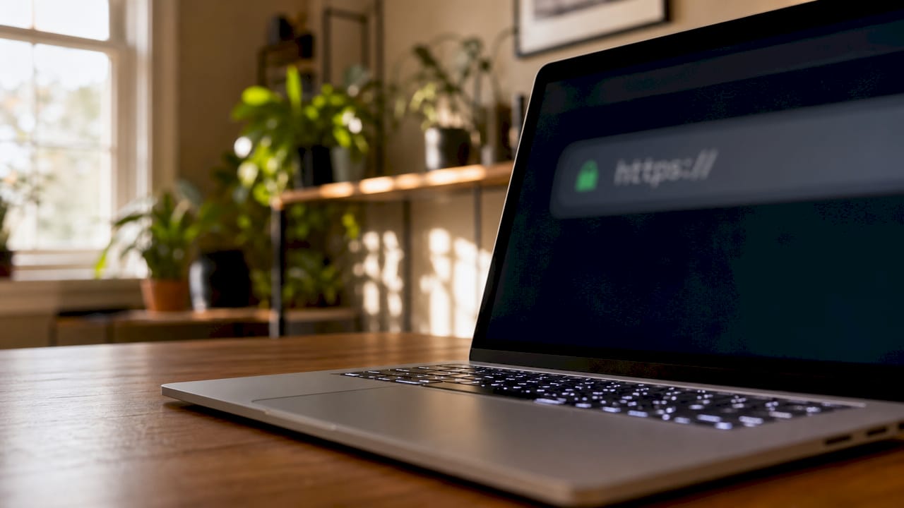 Close-up of padlock icon on laptop screen
