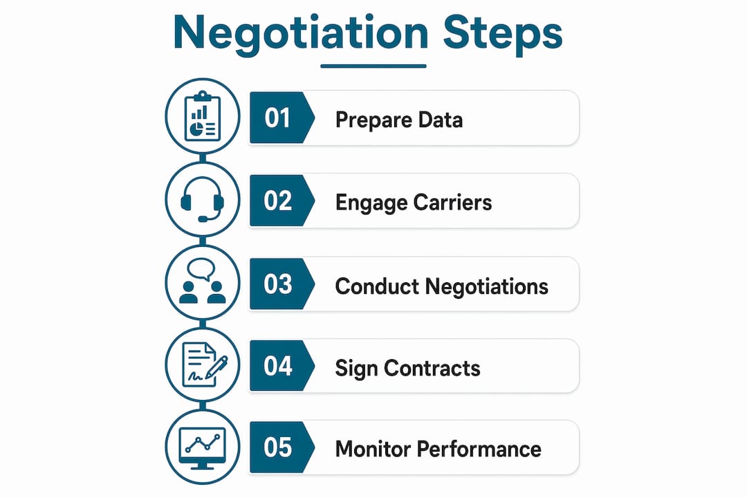 Infographic showing steps of logistics contract negotiation process
