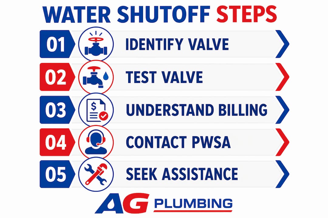 Infographic outlining key water shutoff prevention steps
