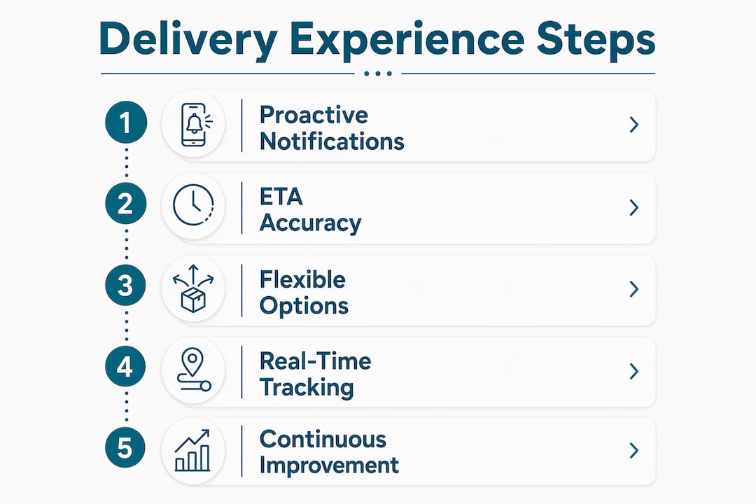 Infographic outlining key delivery experience improvement steps