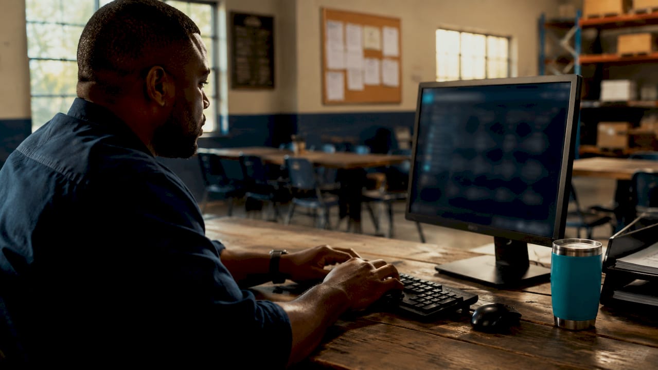 Warehouse supervisor interacting with order system