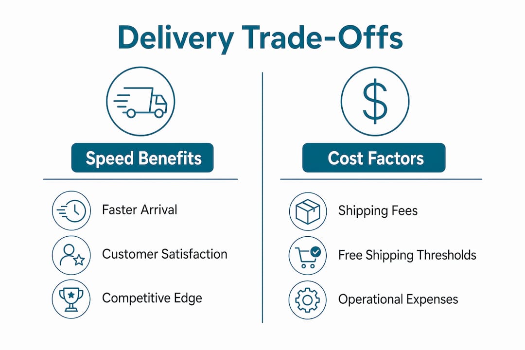 Infographic comparing delivery speed benefits and cost factors