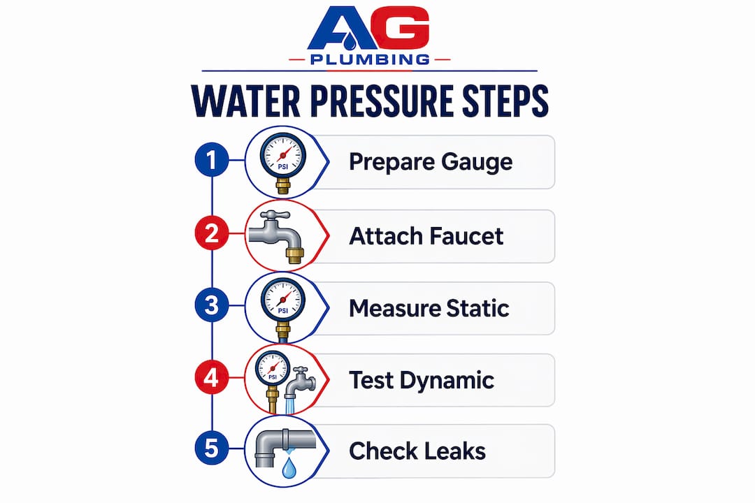 Infographic illustrating steps to check water pressure at home