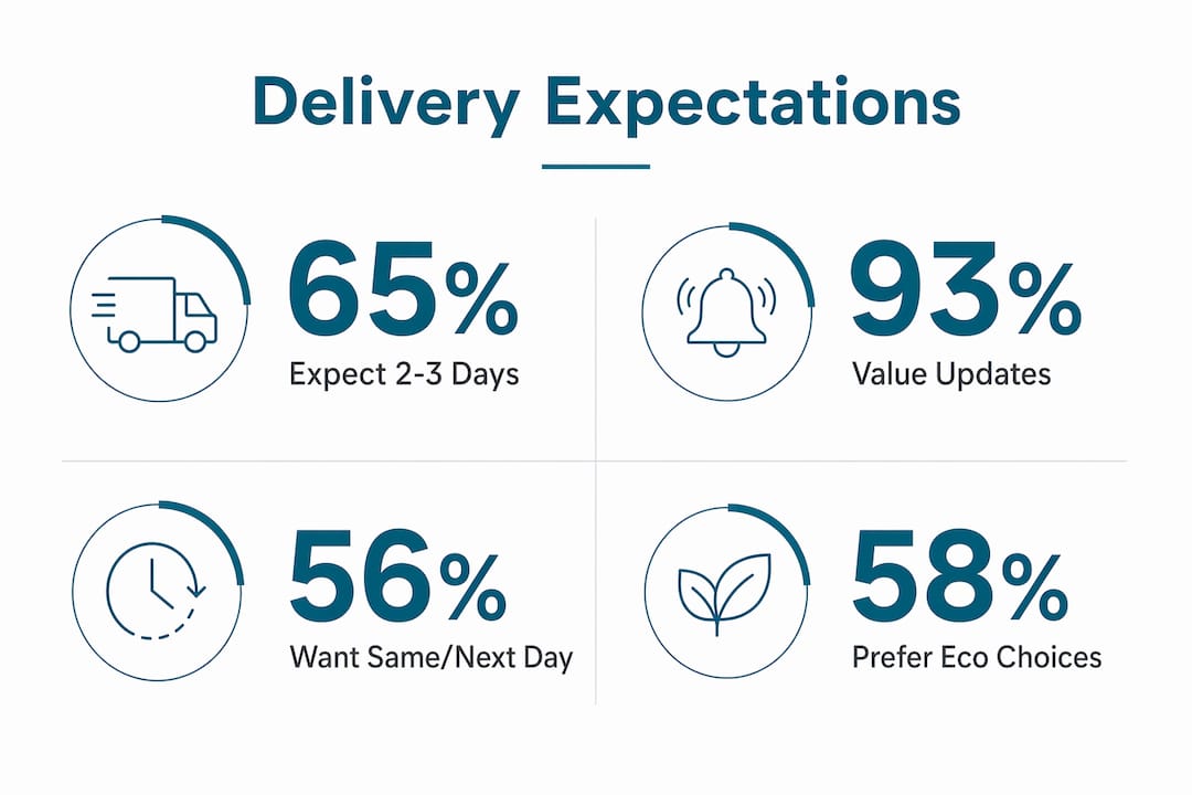 Infographic with key ecommerce delivery statistics