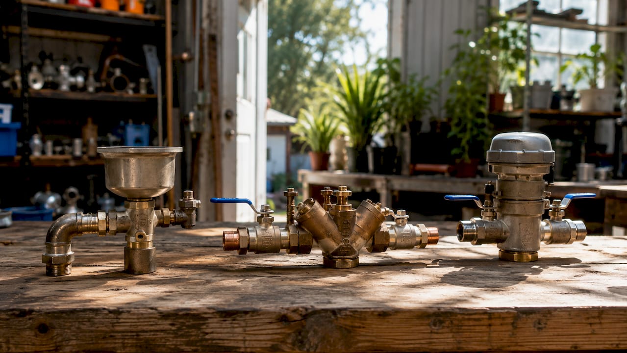 Variety of backflow prevention devices displayed