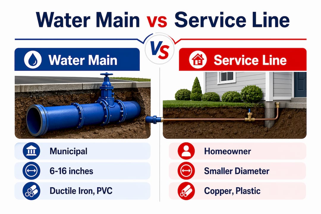 Infographic comparing water main and service line ownership