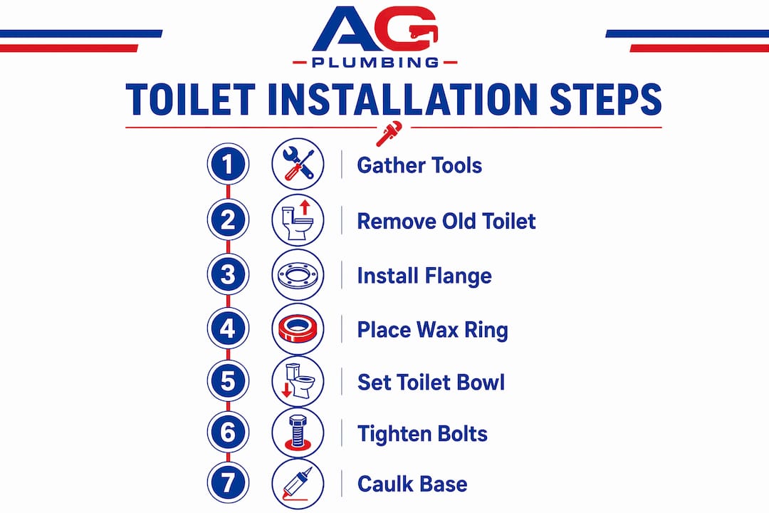 Infographic showing toilet installation steps