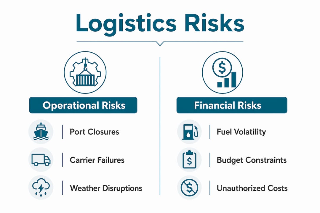 Infographic comparing operational and financial logistics risks