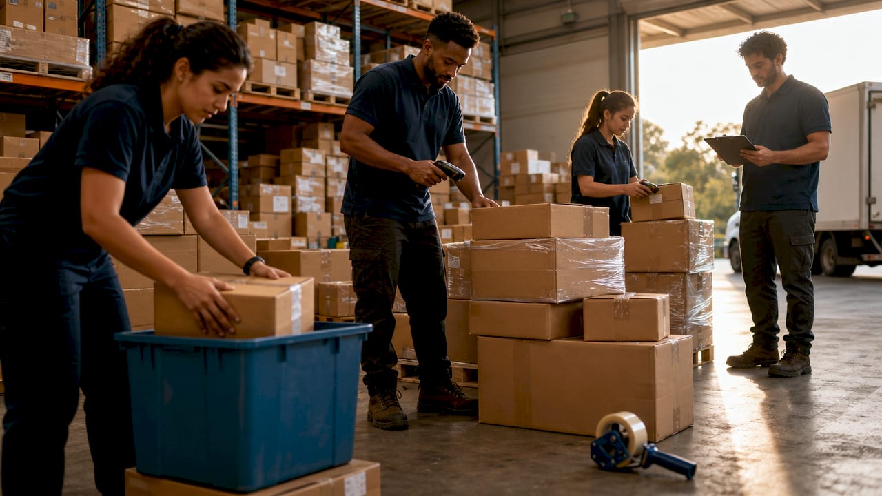 Warehouse workers fulfilling dropshipping orders
