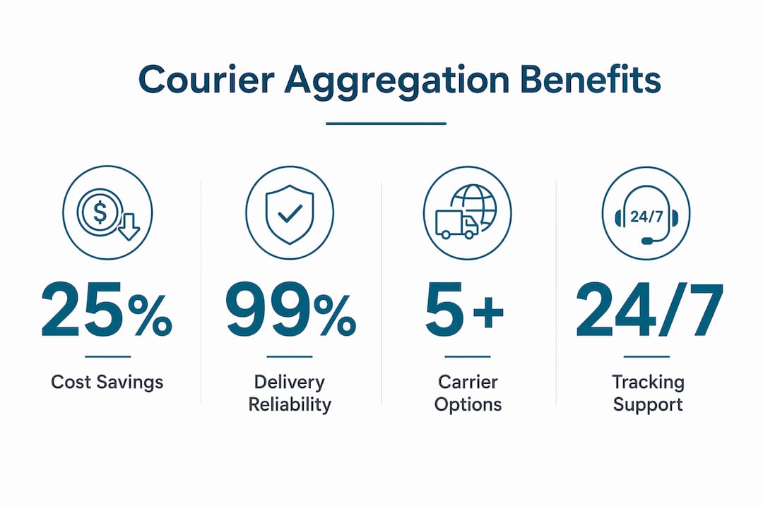 Infographic showing courier aggregation benefits for ecommerce
