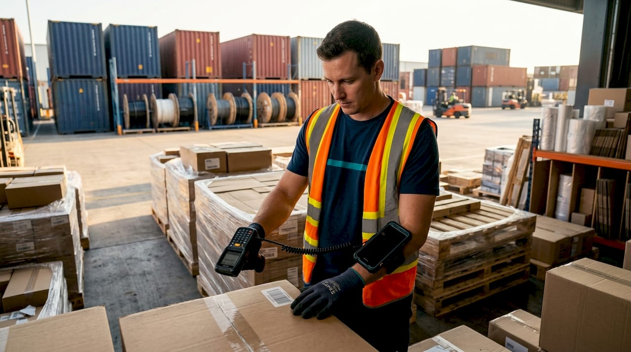 Warehouse staff scanning inventory with mobile scanner