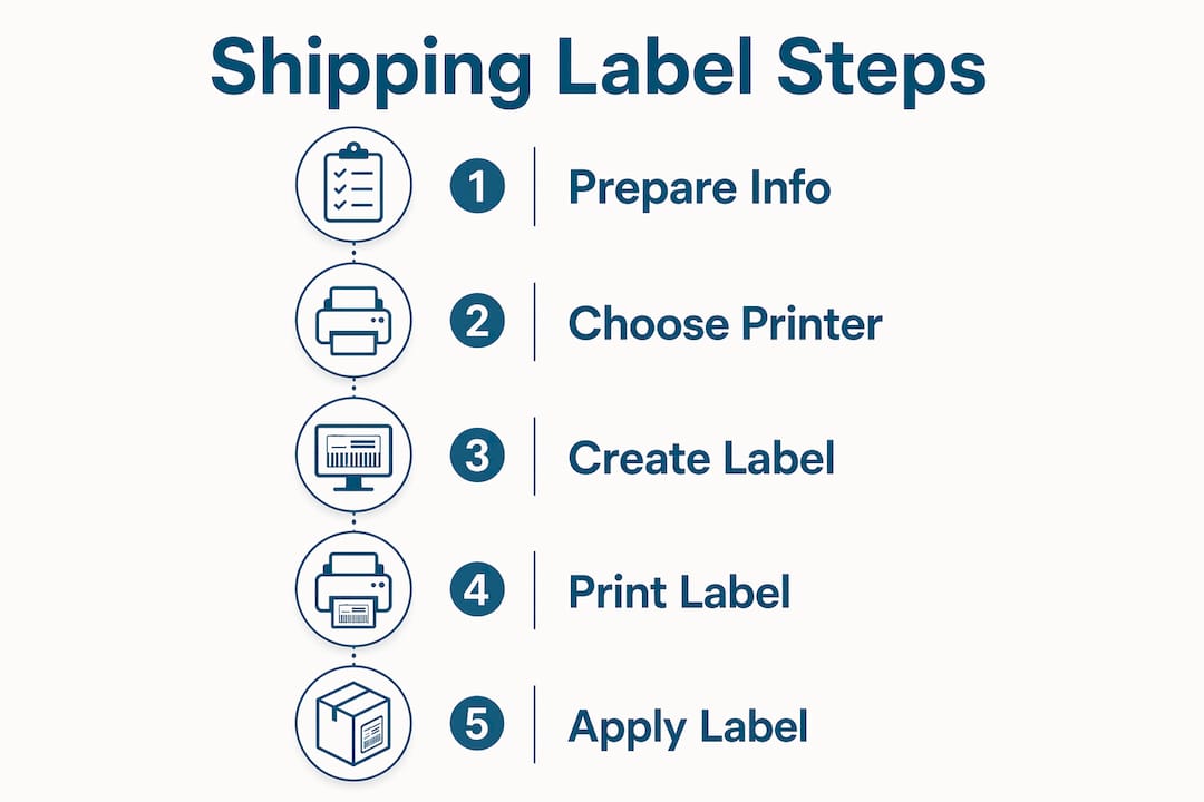 Infographic showing shipping label creation steps