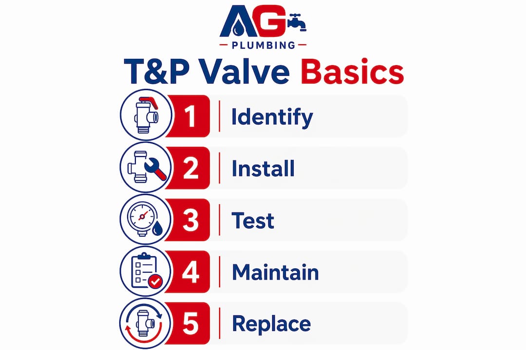 Infographic illustrating TP valve steps from installation to maintenance